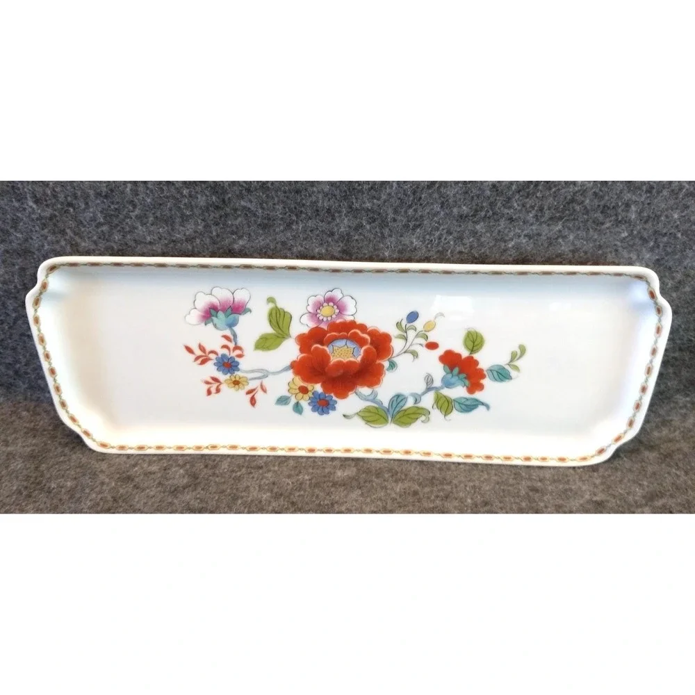 Limoges France Porcelain Vanity Tray LEC Chamart Handpainted Floral Trinket Dish